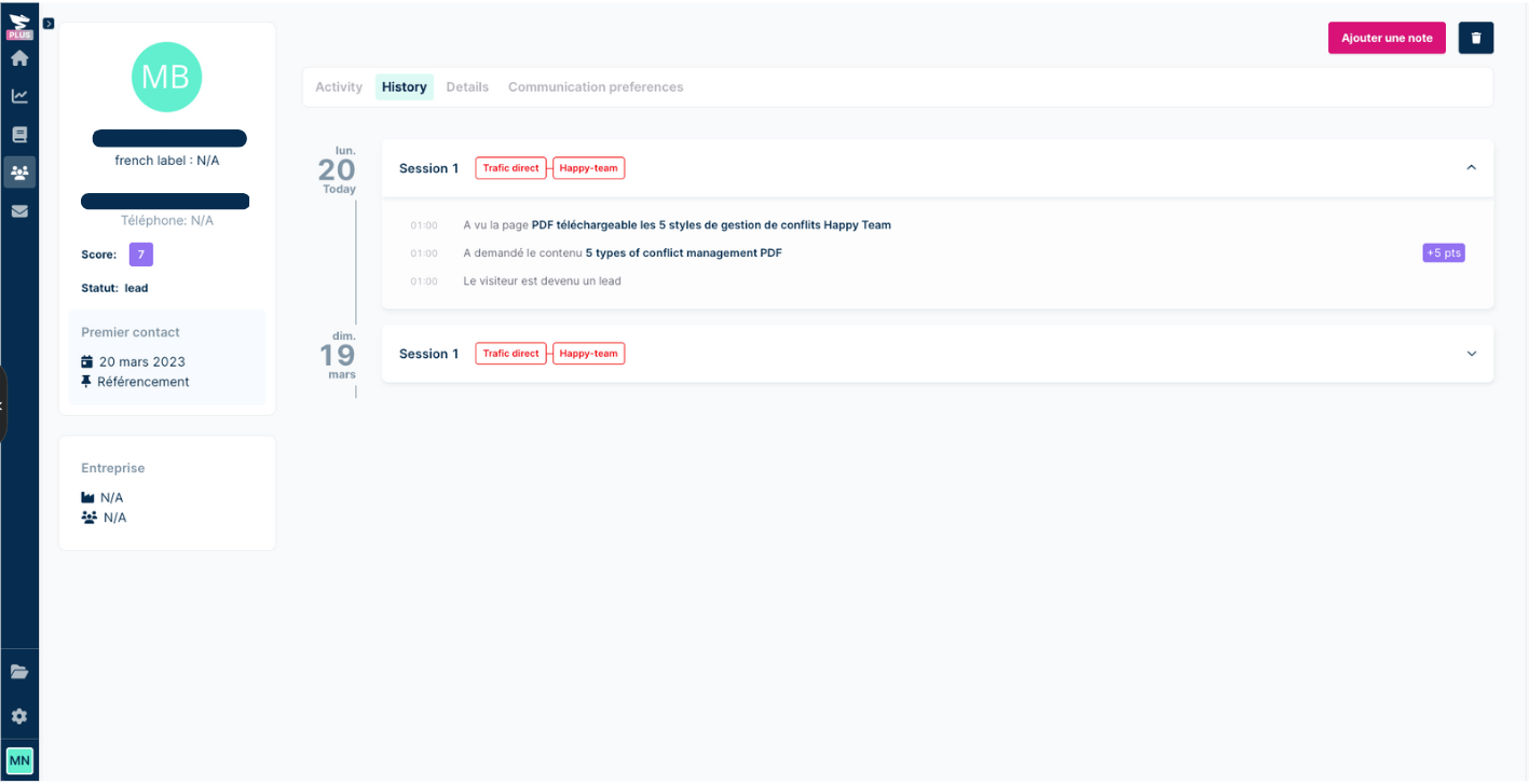 augmentation du scoring d'un contact ayant téléchargé une ressource 