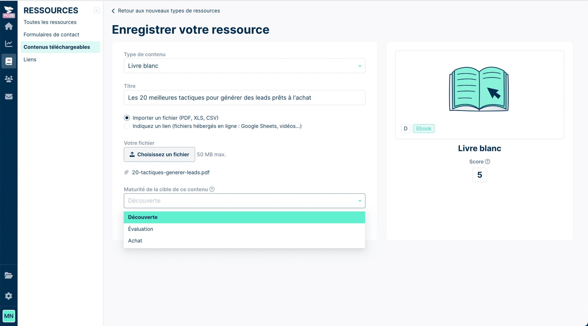 ajout d'une ressource dans Plezi Plus 