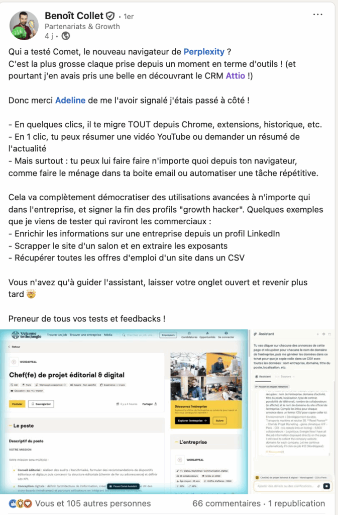 Exemple de post linkedin