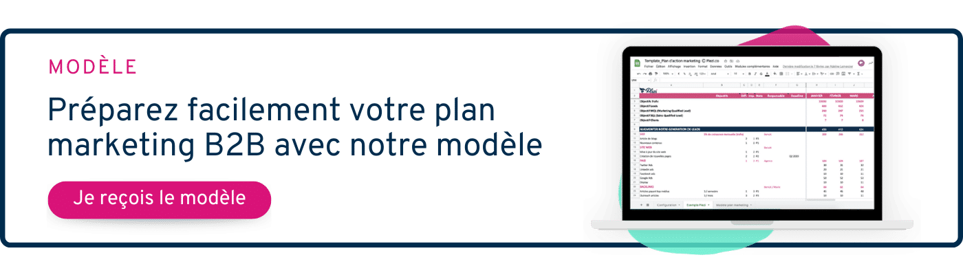 call to action permettant de télécharger gratuitement le modèle de plan marketing B2B